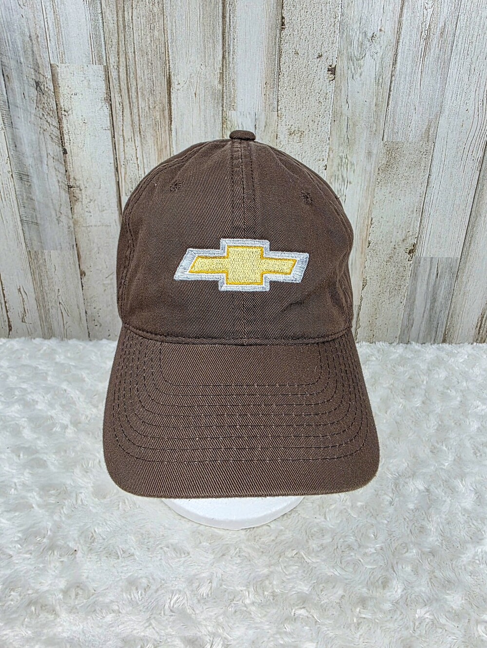 Cabela's Chevrolet Brown Baseball Cap with Yellow Bowtie Logo